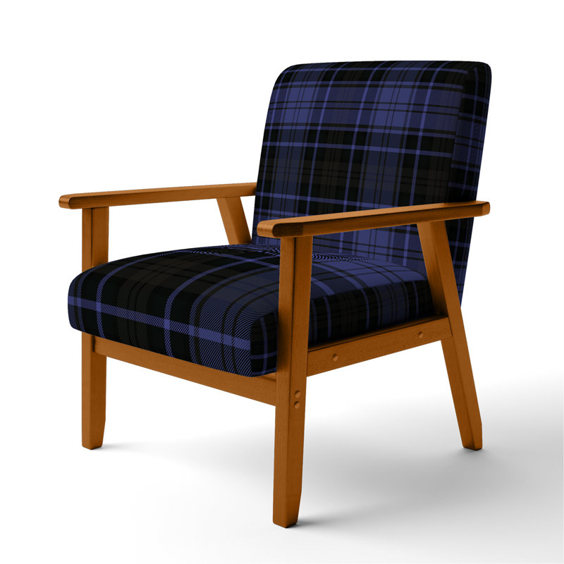 Fauteuil d'appoint rembourré à motif tartan vert et orange Fetullah, Mauve / Noir, Brun