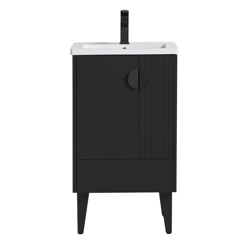Ensemble de meuble-lavabo simple 20 po Saimah, Noir, Noir