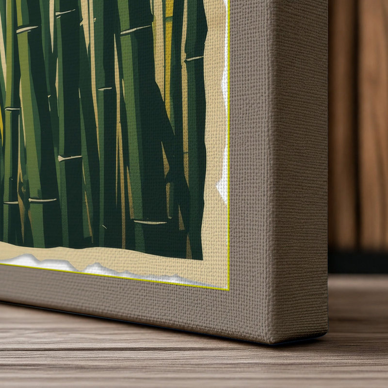 Bamboo Grove Light Japandi - Wrapped Canvas, 24x16 - 61.0 x 40.6 cm, Taupe Border
