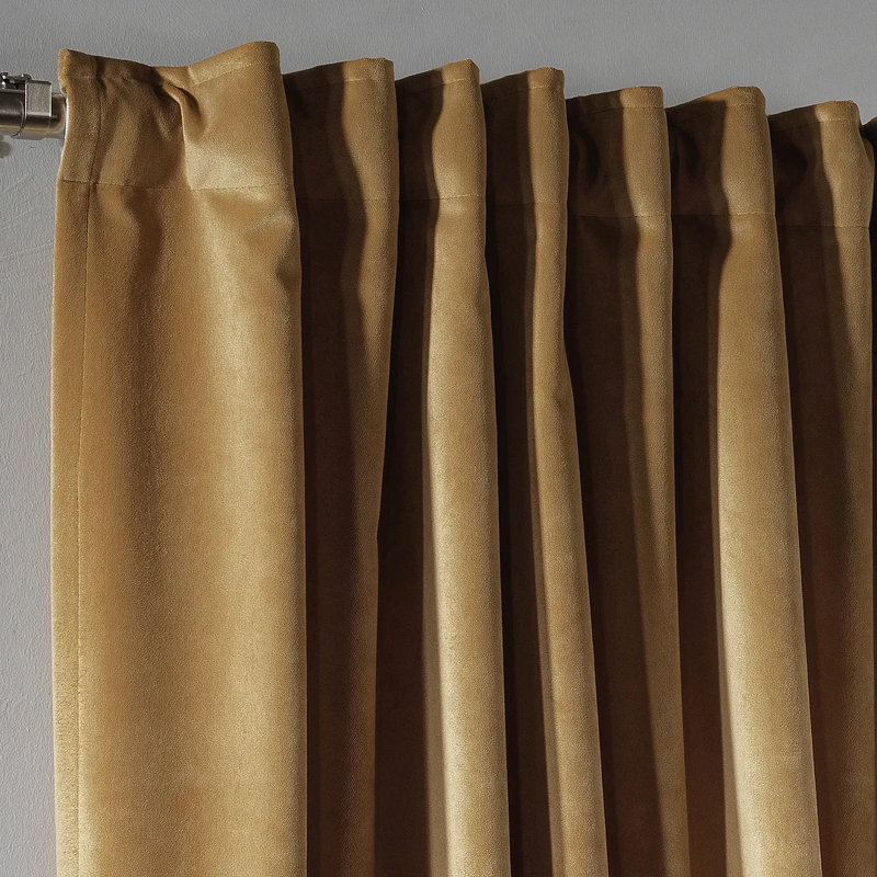 Extra Long & Extra Wide Matte Velvet Curtain Panel, 260cm Width x 325cm Drop, 60 SEPIA