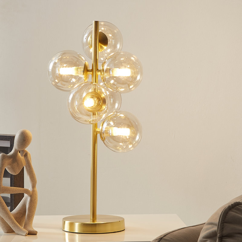 Wantaugh Metal Table Lamp, Satin Gold, Cognac
