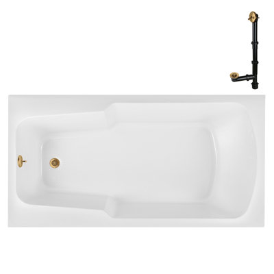 72'' x 36'' Acrylic Soaking Drop-In Bathtub, Drain Included