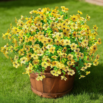 16 faisceaux de fleurs artificielles pour l'extérieur, résistant aux rayons UV, plantes artificielles, plantes, arbustes pour la décoration, plantes d'extérieur, jardinière suspendue, décoration de jardin