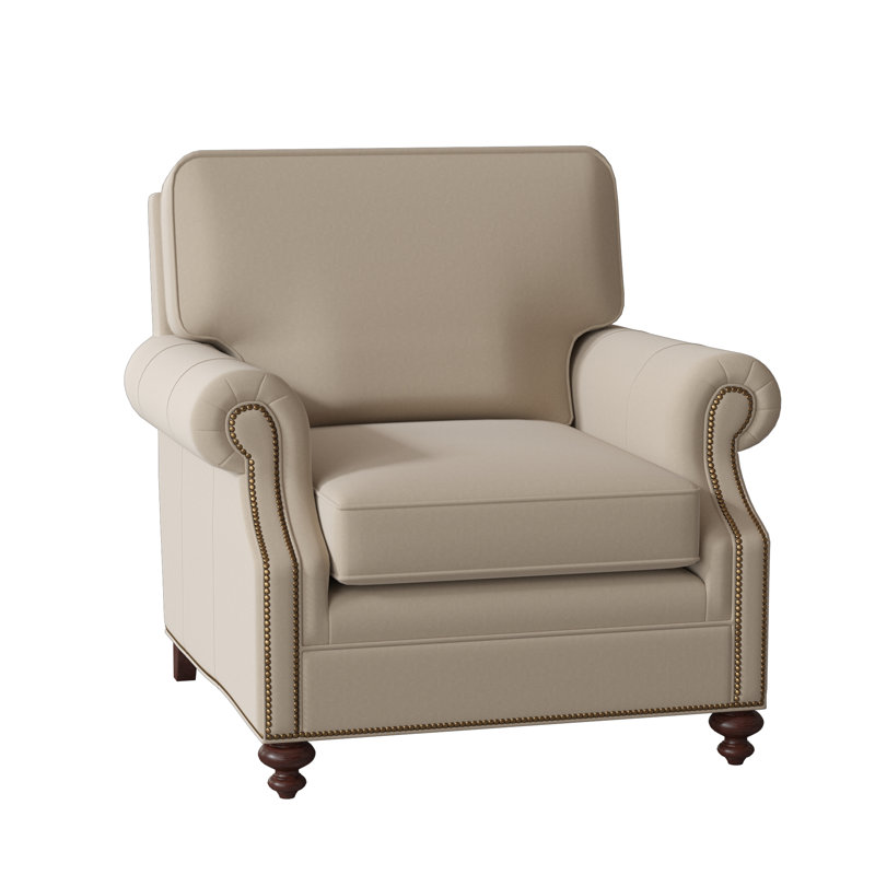 West Haven Club Chair, Natural, Mahogany, Aline Fumo Genuine Leather