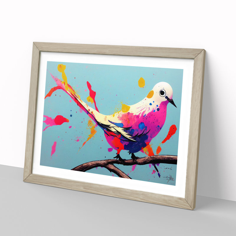 Dove Bird Splash Vol.1 Abstract - Single Picture Frame Painting, Oak Framed, 46cm H x 64cm W x 2cm D