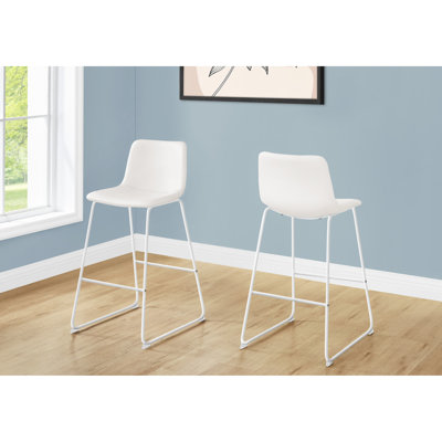 Chaise de travail à hauteur de bar, aspect cuir blanc, support en métal robuste pour sièges de bureau avec revêtement et structure d'apparence