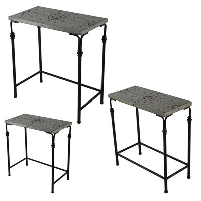 Three Piece Galvanized Nesting Tables For Entryway Decor And Indoor Plant Stand In Office, Iron Metal Build, 15.8 Lbs Patio Stands Home Side Dining Ar by Latitude Run