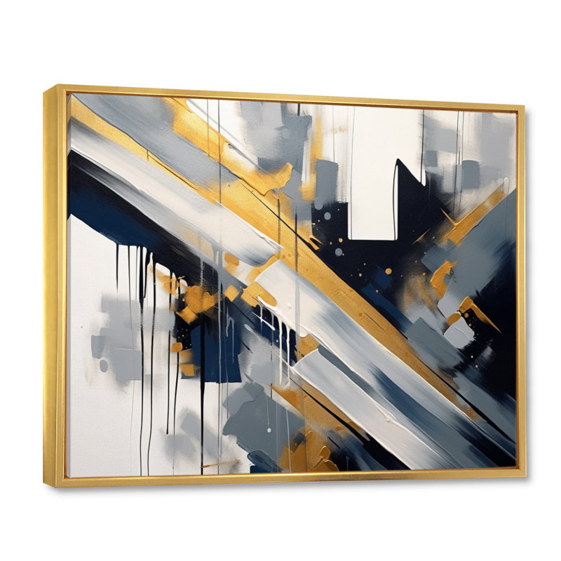 Noir et doré profondeur II, H 30 po x l 40 po x P 1,5 po, Cadre flottant doré