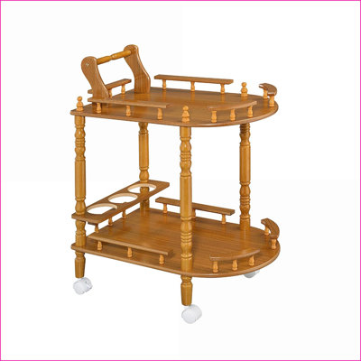 Wine Table 2-Tier 29 Tall Kitchen Cart with Locking Wheels | Oak Finish | Wood Composite by Latitude Run