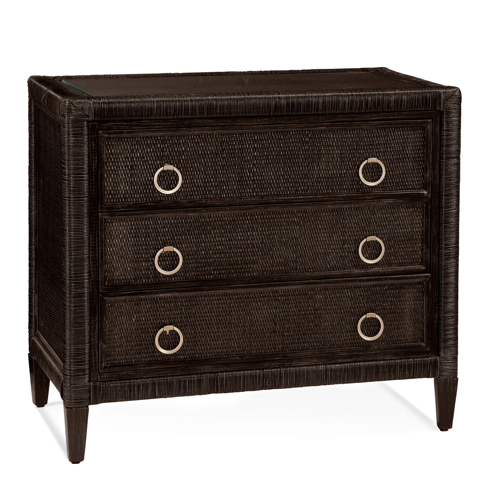 Warwick 36" Wicker Dresser, Java, Satin Brass