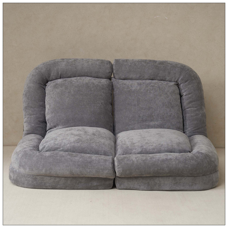 Canapé-lit convertible simple pliable, gris, à droite, la partie droite du produit complet., Gris