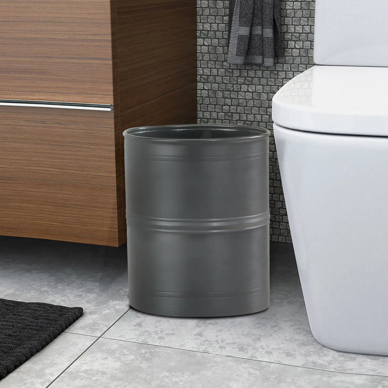 Metal Wastebasket, 7Qt, Black