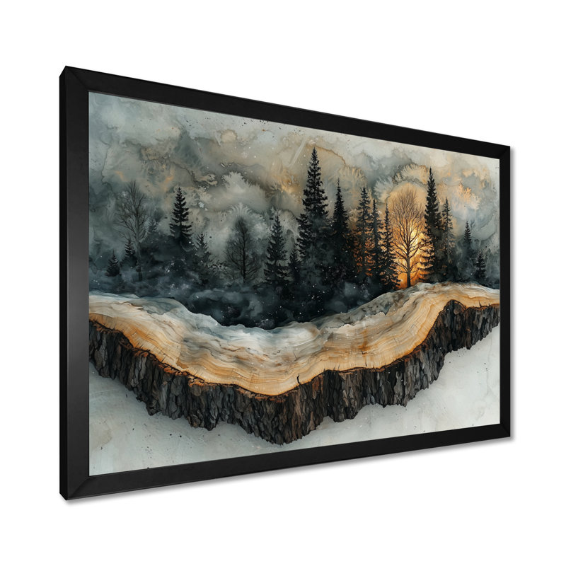 Genieve Tree 4 Seasons In A Forest Landscape I - art mural forêt, Reproduction encadrée d'une seule photo, H 12 po x l 20 po