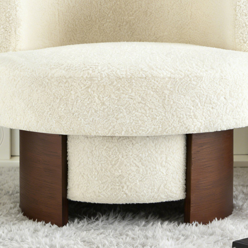 Fauteuil d'appoint large pivotant rembourré Boucle, Beige