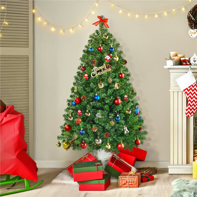 Pre-Lit Green Spruce Artificial Christmas Tree with Foldable Stand