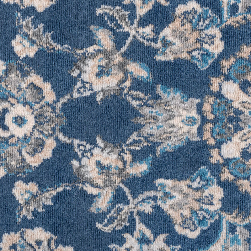 Tapis oriental bleu foncé Madison, Ovale 5 pi 3 po x 7 pi 3 po
