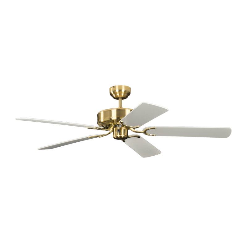 Shayla 132cm Ceiling Fan, White, Semi-Gloss Brass