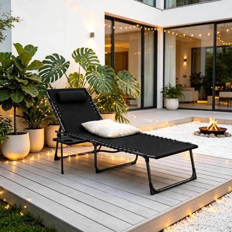 Méridiennes de patio réglables, chaise d'extérieur portative moderne en acier