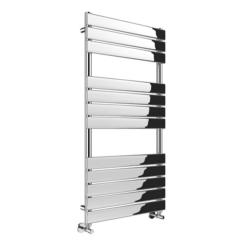 Burruss Flat Panel Heated Towel Rail Ladder Warmer Heater, Chrome, 120cm H x 45cm W x 6.2cm D
