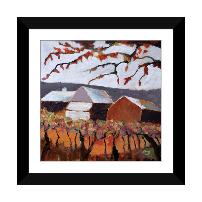 «Autumn Vineyard», reproduction sur toile, H 16 po x l 16 po x P 1 po, Papier d'art encadré noir, Blanc