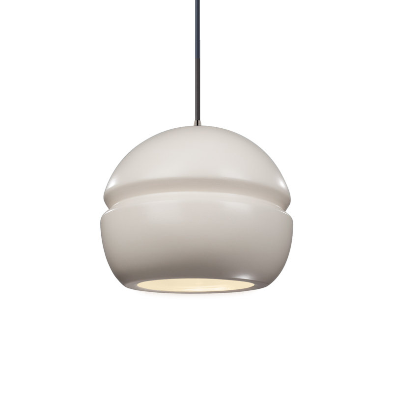 Luminaire suspendu à 1 lumière Logan, Nickel brossé, Blanc mat
