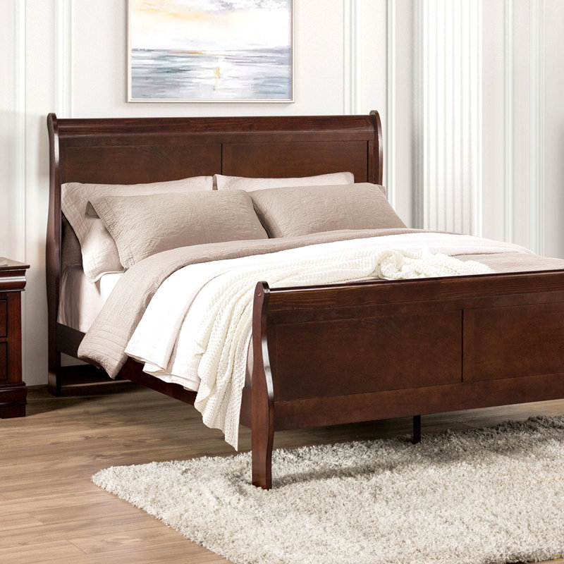 Meuble de chambre à coucher pour lit double 1pc Louis Phillipe, Lit double, Merisier