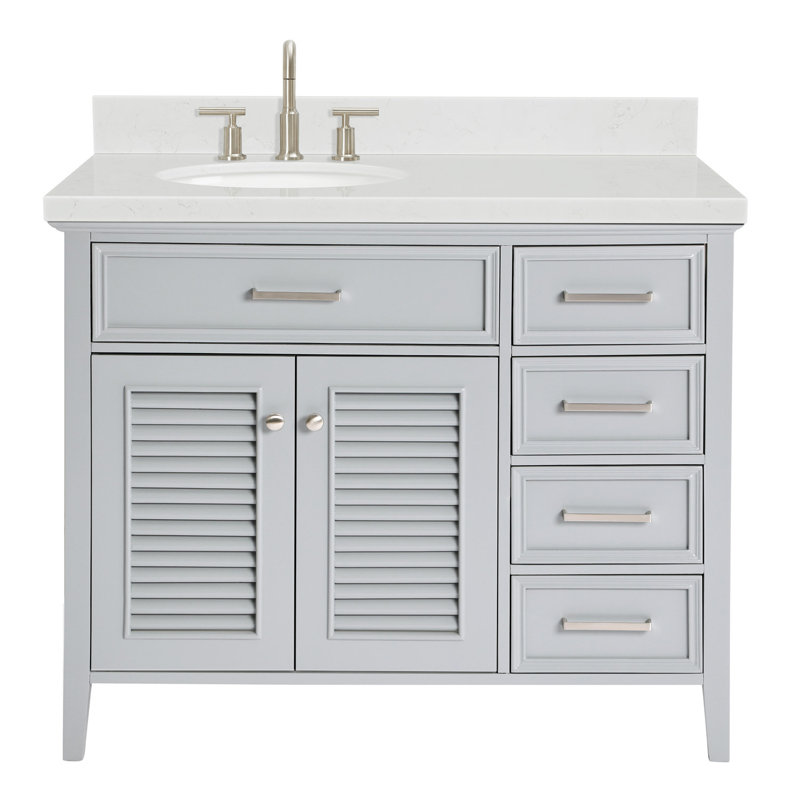 Blazier 42.25'' W Single Vanity, Gray, Left, Oval