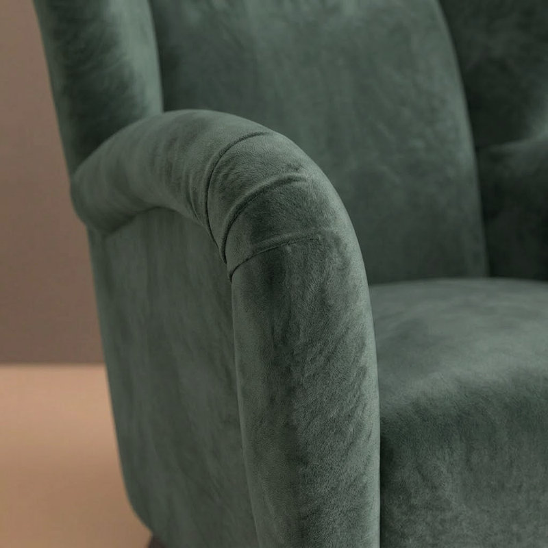 Stout Chair by River and Bord, Cane Silver Sage Velvet