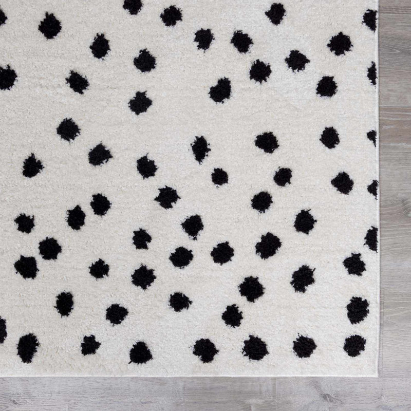 Tapis noir et blanc à imprimé animalier moderne Piacenza, Rectangle 8 pi 10 po x 12 pi