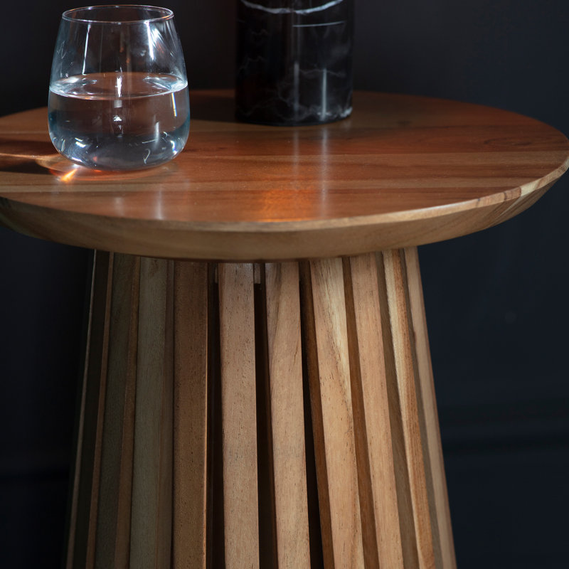 Solid Wood Abstract End Table