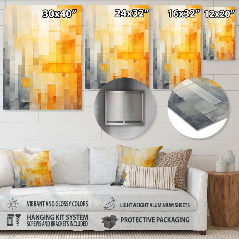 Panneau solaire jaune, collage de lumière du soleil III - Collages abstraits, art mural en métal, H 20 po x l 12 po x P 1 po