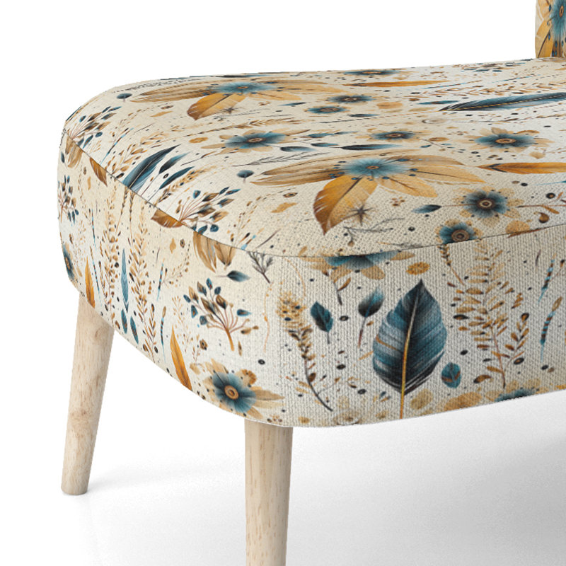 Rustic Gypsy Boho Pattern - Upholstered Farmhouse Side Chair, Rustic Floral Accent Chair