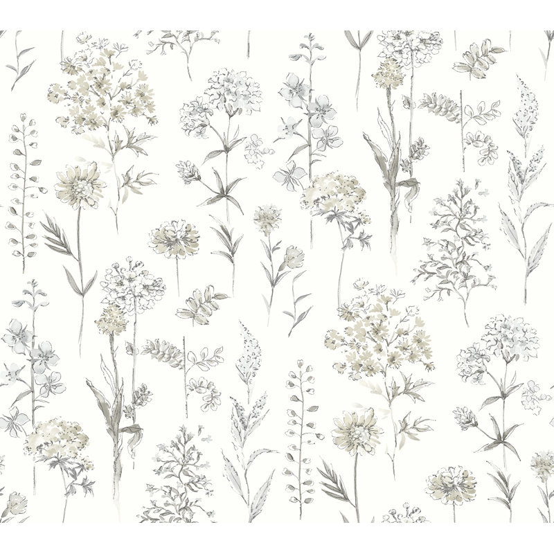 Papier peint Bergamot Wildflower, Gris