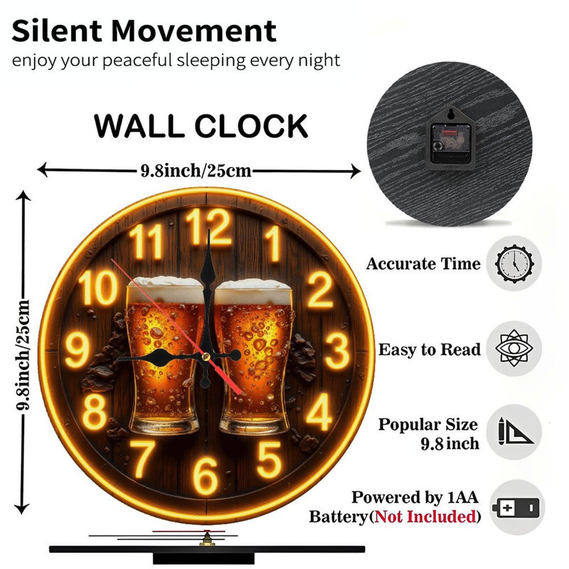 Horloge murale décorative pour amateur de bière