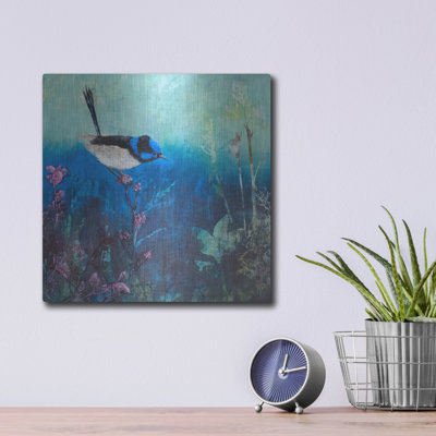 «Wren at Dusk», art mural en métal de luxe, 12 po x 12 po