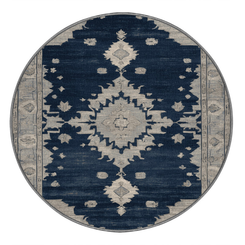 Tapis gris lavable à la machine, Rond 6 pi