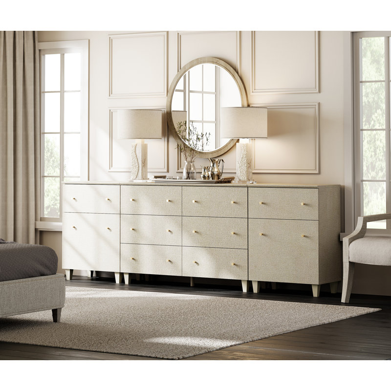 3-In-1 Dresser Chests With 8 Drawers And 2 Shelves For Bedroom, Dark Beige