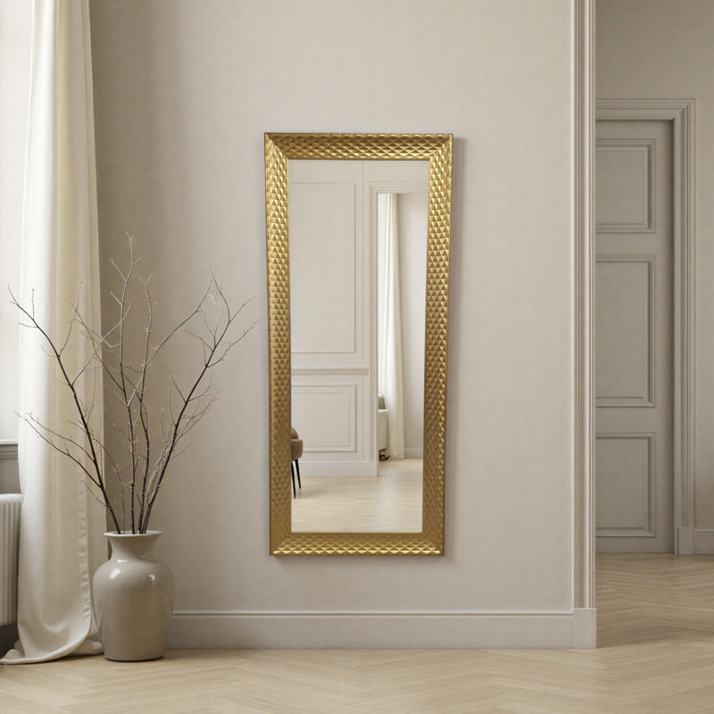 Diamont Tall Framed Bevelled Mirror, Gold, 133.5cm x 57.5cm