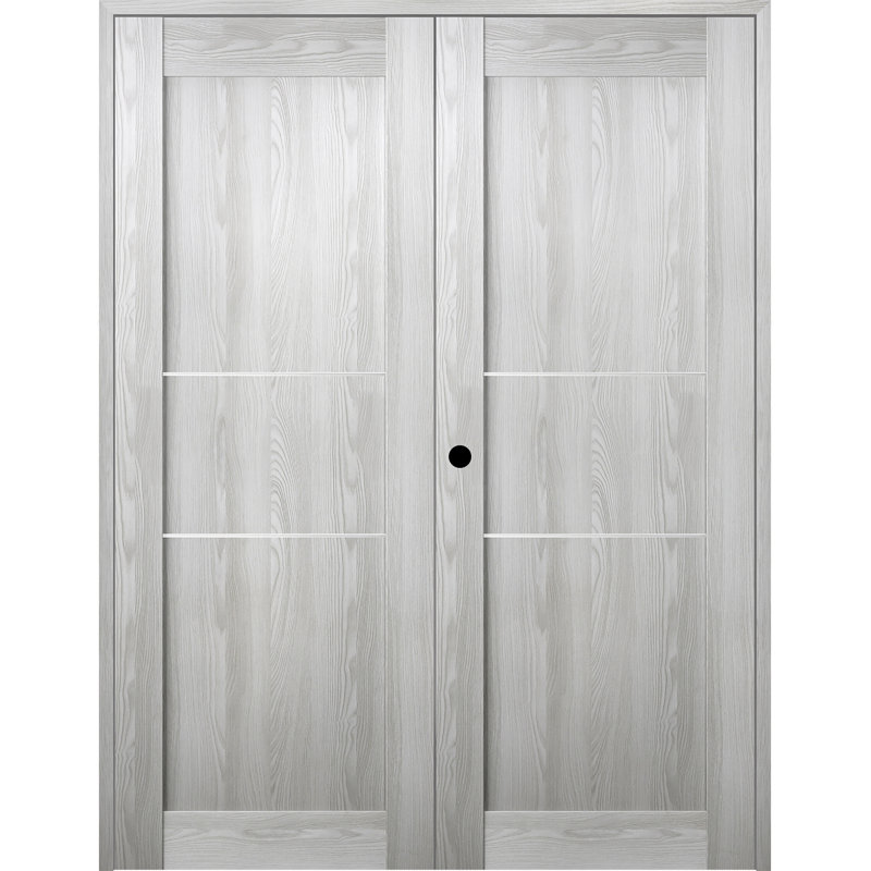 Porte double standard préfinie en bois manufacturé Avon 07 2H, 35,5 po x 79,37 po, Chêne Veralinga, À droite