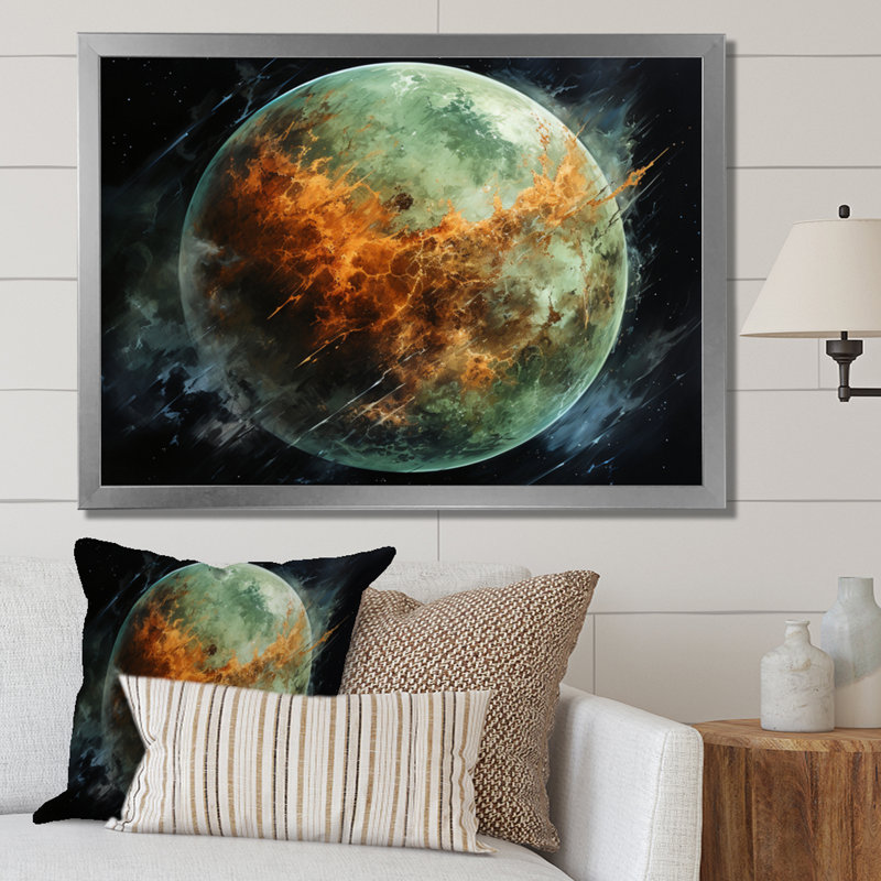 " Orange Misty Earthen ", Silver Single Picture Framed, 30" H x 40" W x 1.5" D