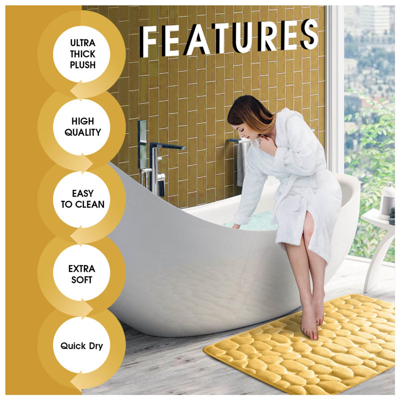 Memory Foam Non-Slip Bath Mat, Ochre