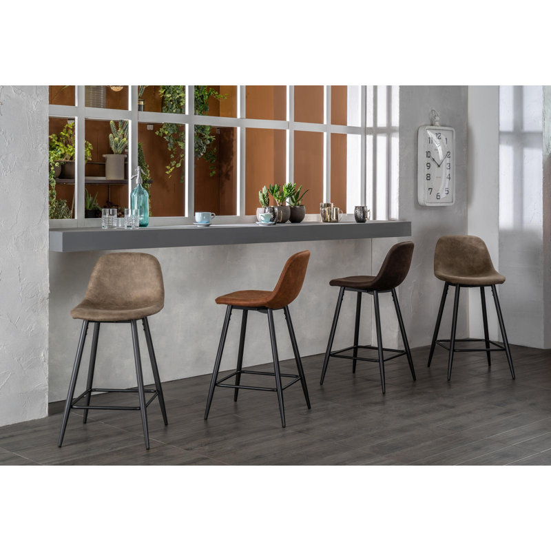 Akasya Upholstered Counter Stool with Metal Frame