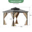 Outdoor 10x10 FT Hardtop Gazebo with Double Galvanized Roof, Sturdy Aluminum Frame, Curtains & Mesh Netting for Backyard, Deck, Lawn
