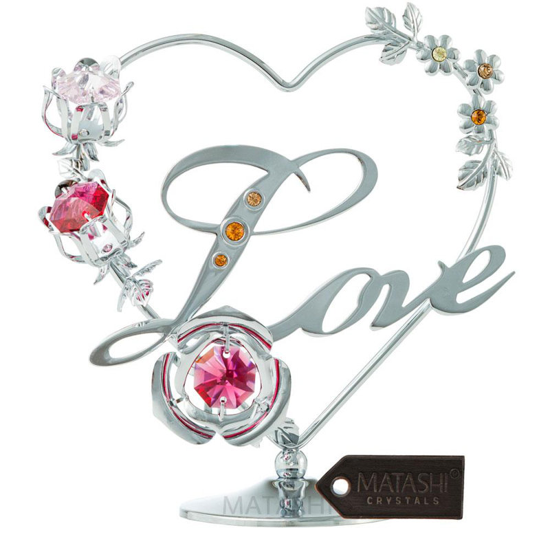 Text & Numbers Figurines & Sculptures, Silver/Red/Pink