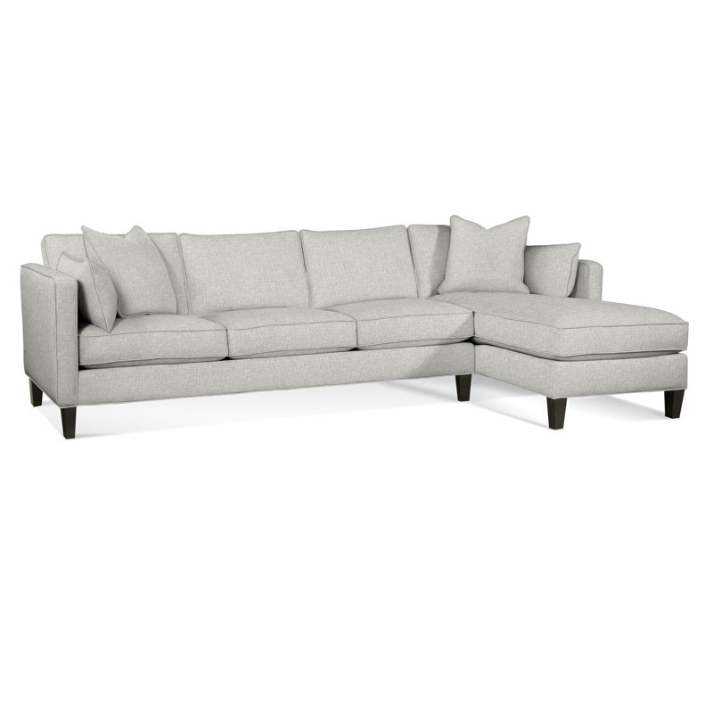 Lenox Chaise Sectional, Black, Right Hand Facing, Green Performance Fabric; 0851-54
