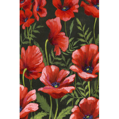Poppies At Midnight II by Grace Popp - Wrapped Canvas Painting