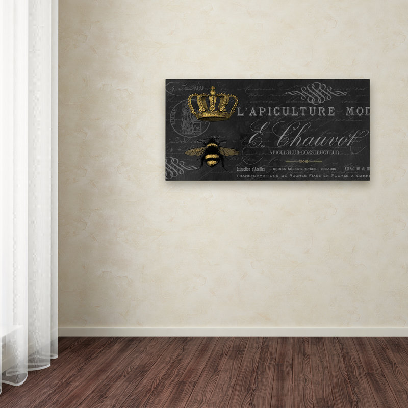 « grand abeille 13 », art textuel sur toile tendue, H 10 po x l 19 po