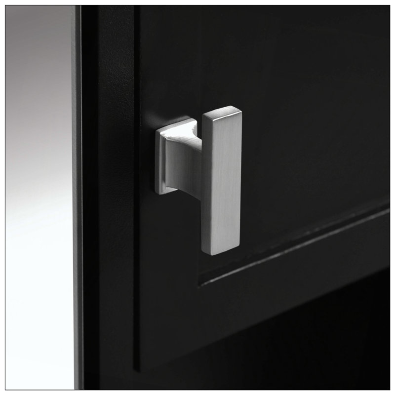Wall Mounted Medicine Cabinet Mirror Towel Bar Toilet Storage, Black