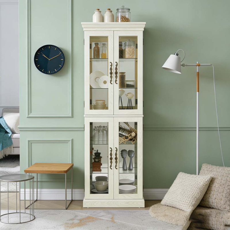 Vitrine vitrée élégante, Blanc antique