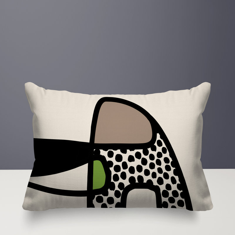 Coussin lombaire réversible intérieur / extérieur Jai Abstract, H 18 po x l 25 po, Chartreuse